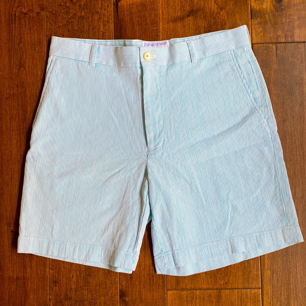 Southern Tide The Skipjack Turquoise Striped Shorts Size 34